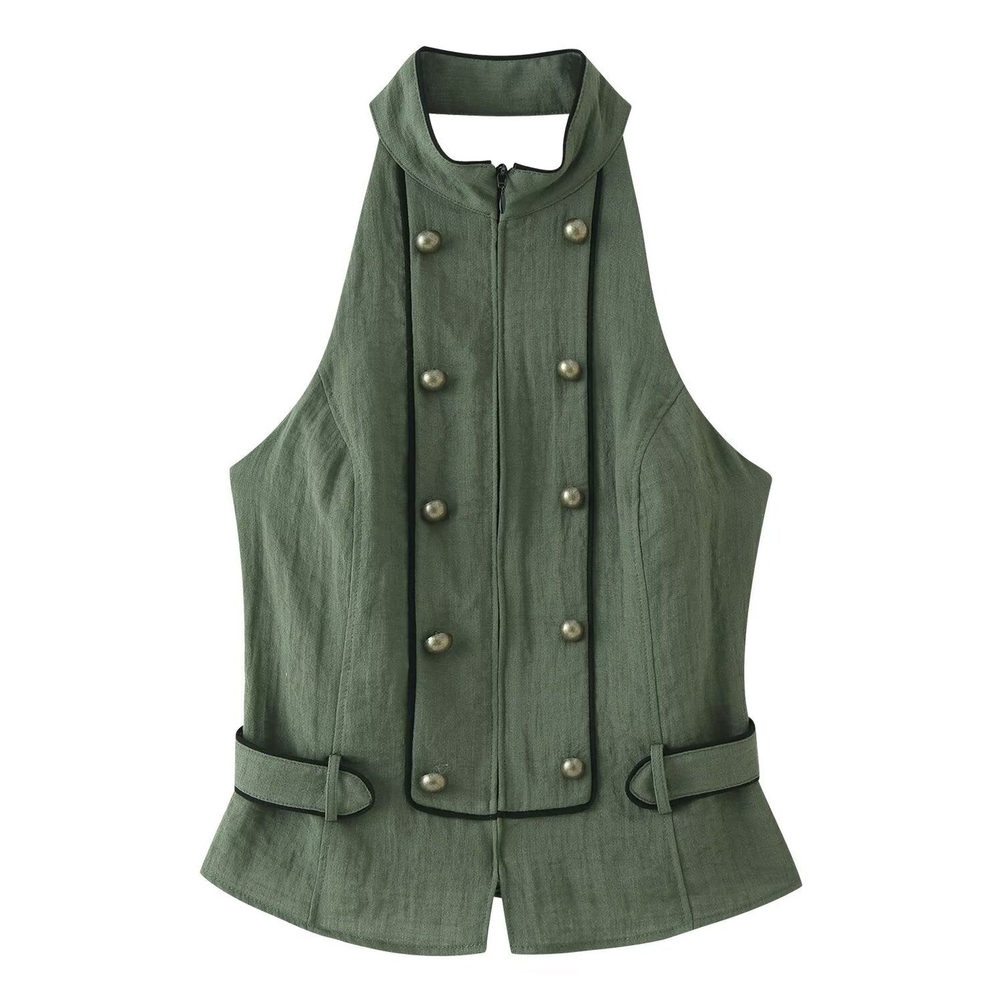 Women Clothing All Match Elegant Backless Hanging Collar Top