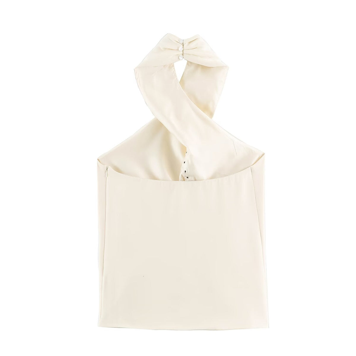 Women Clothing Autumn Stylish Graceful Simple Double Breasted Hanging Collar Vest