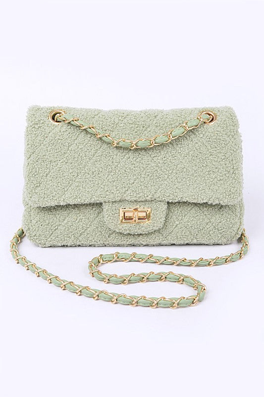 Quilted Faux Fur Shoulder Bag