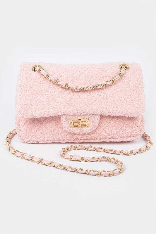 Quilted Faux Fur Shoulder Bag