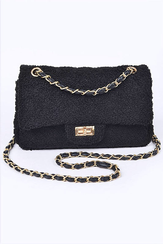 Quilted Faux Fur Shoulder Bag