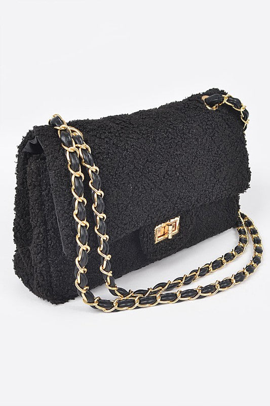 Quilted Faux Fur Shoulder Bag