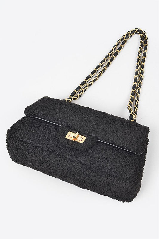 Quilted Faux Fur Shoulder Bag