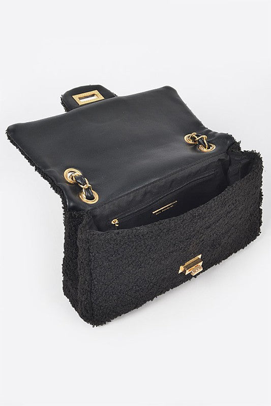 Quilted Faux Fur Shoulder Bag