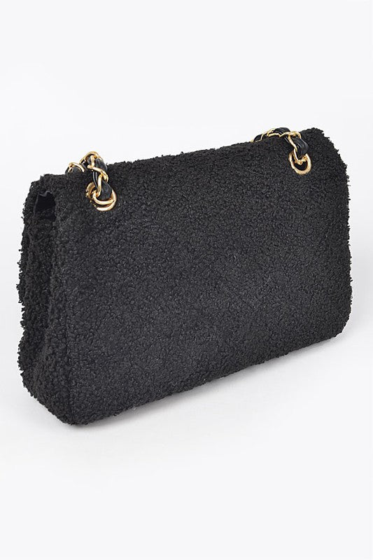 Quilted Faux Fur Shoulder Bag