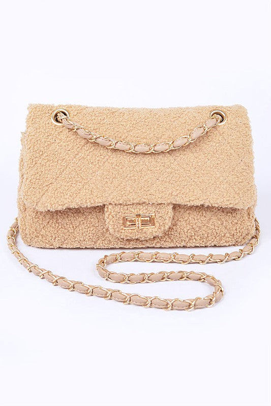 Quilted Faux Fur Shoulder Bag
