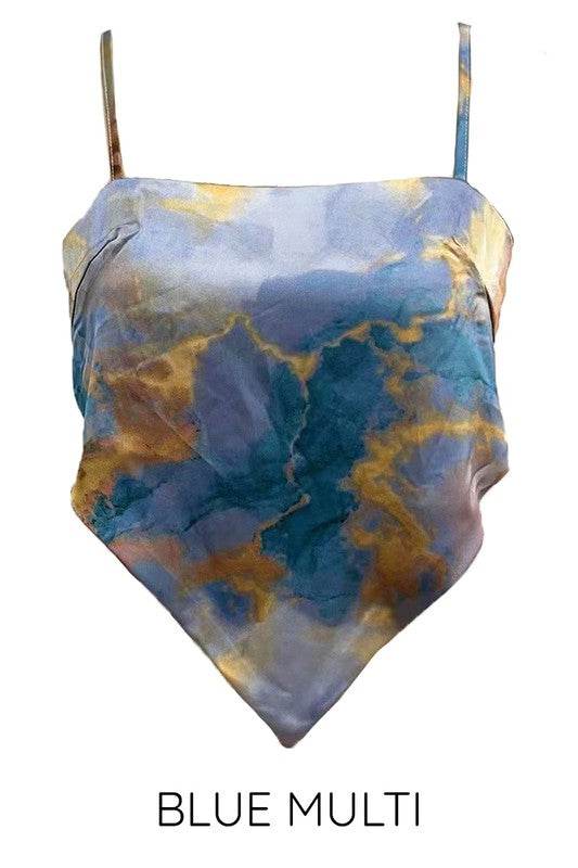 Printed satin bandana top
