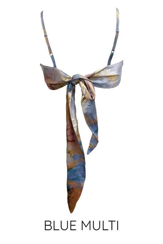 Printed satin bandana top