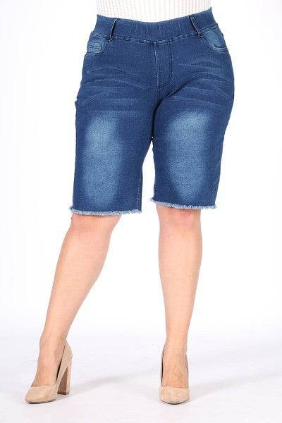 Hi-Waist Distressed Bermuda Short Jeggings