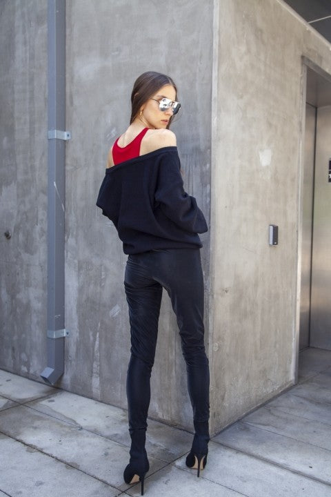 Two Layered Knit Sweater - Red