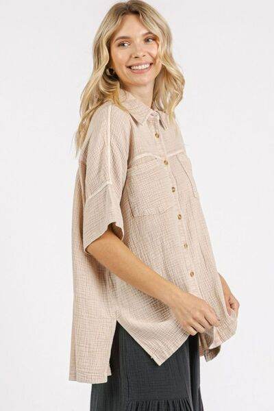 Mittoshop Mineral Wash Gauze Oversized Short Sleeve Shirt