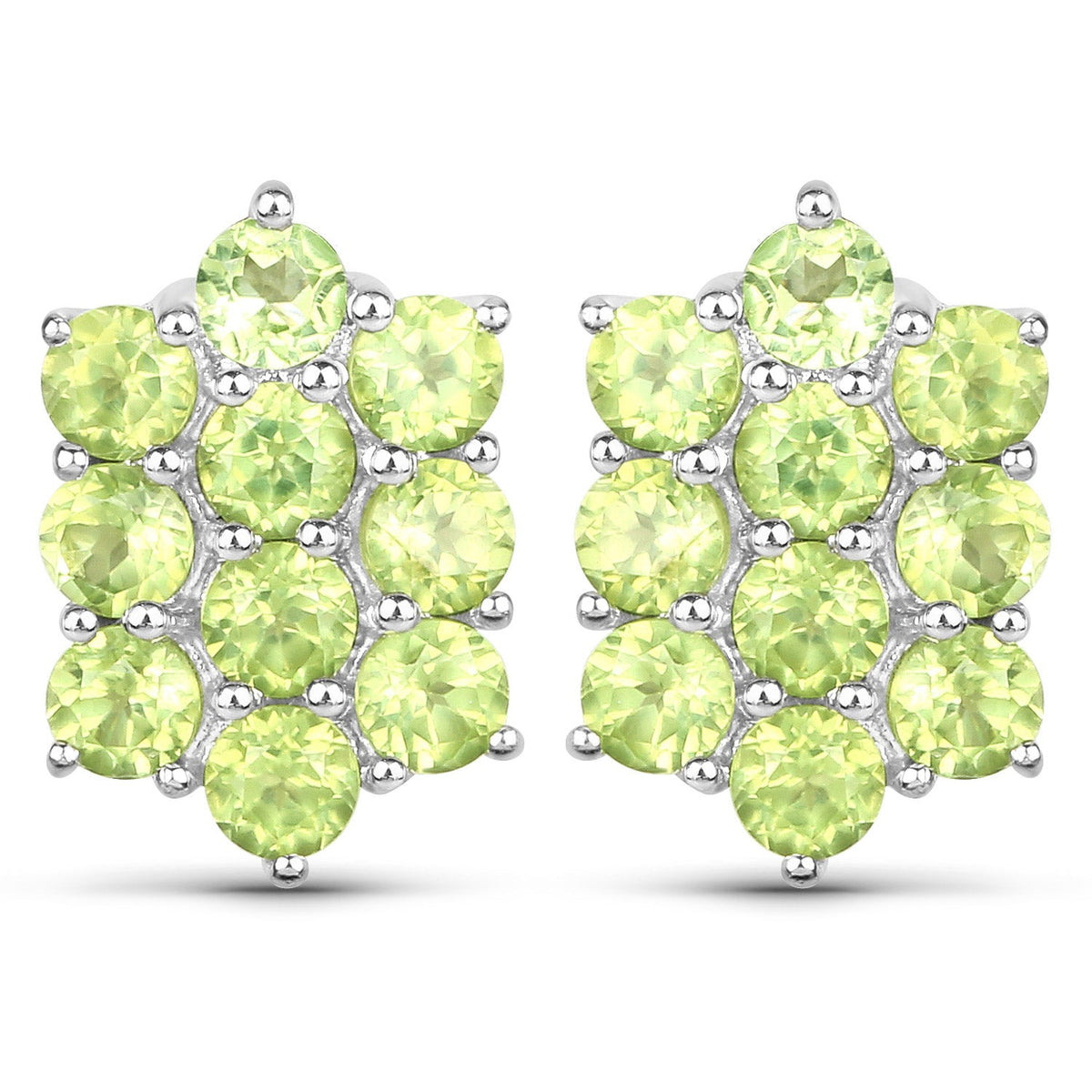 6.80 Carat Genuine Peridot .925 Sterling Silver 3 Piece Jewelry Set (Ring, Earrings, and Pendant w/ Chain)