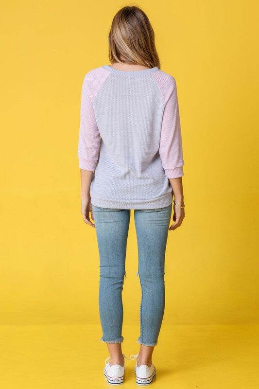 Waffle Knit Two Tone Tunic