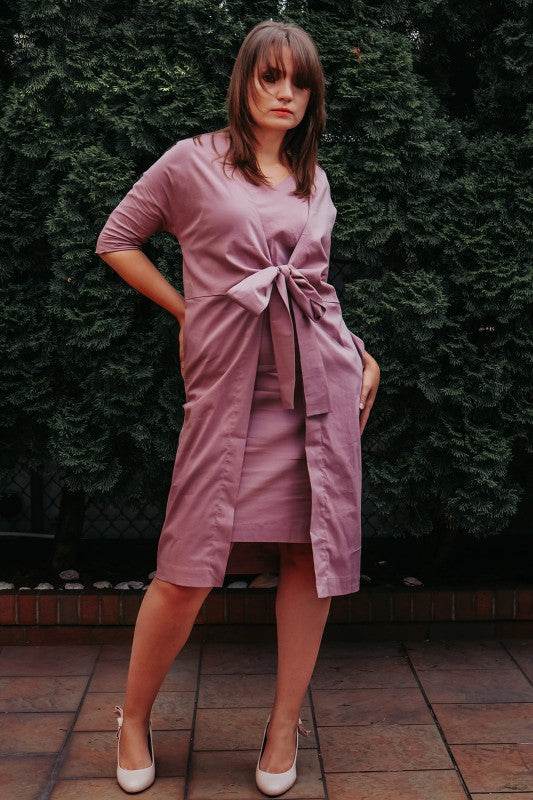 White Dress jacket 3/4 sleeve ties in front with p