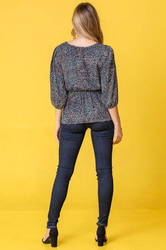 Polka Dot Square Neck Peplum Top