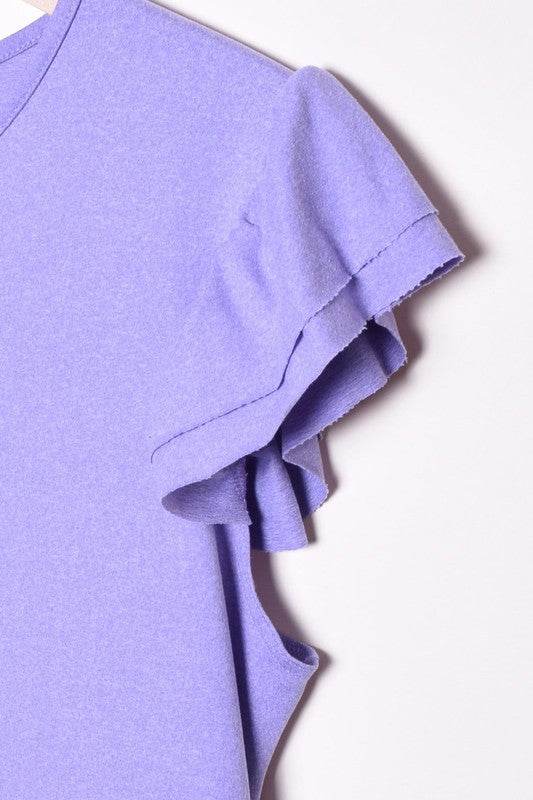Solid Ruffle Cap Sleeve Midi Dress