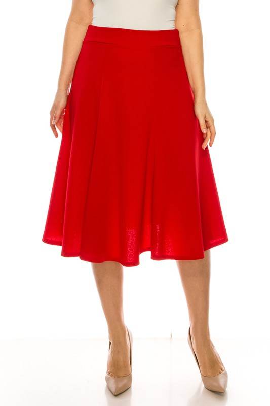Plus size, paneled, A-line midi skirt