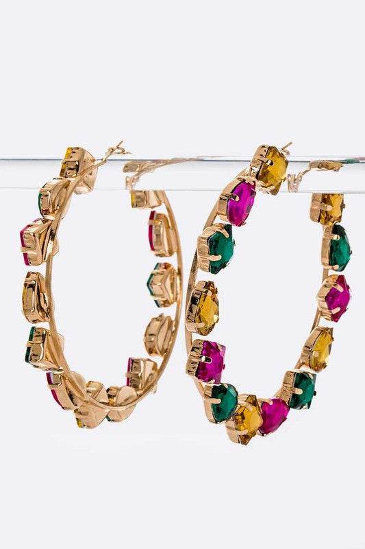 Oversize Bejeweled Hoop Earrings