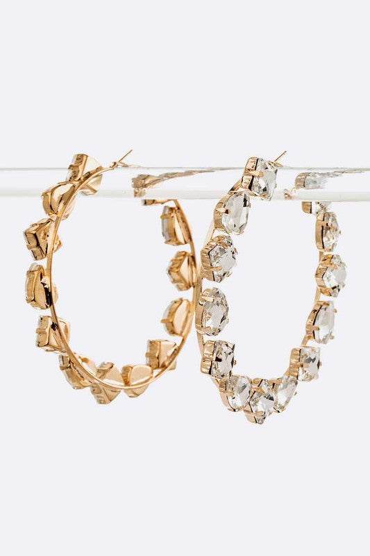 Oversize Bejeweled Hoop Earrings