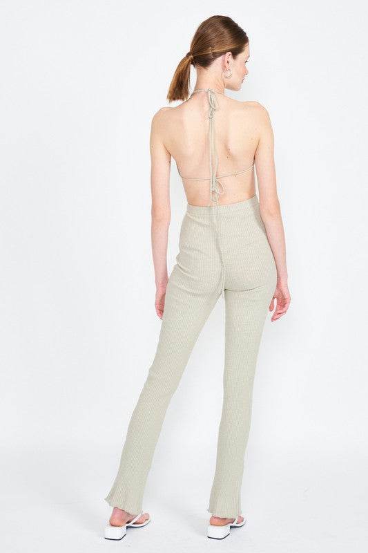 HALTER NECK JUMPSUIT WITH OPEN BACK