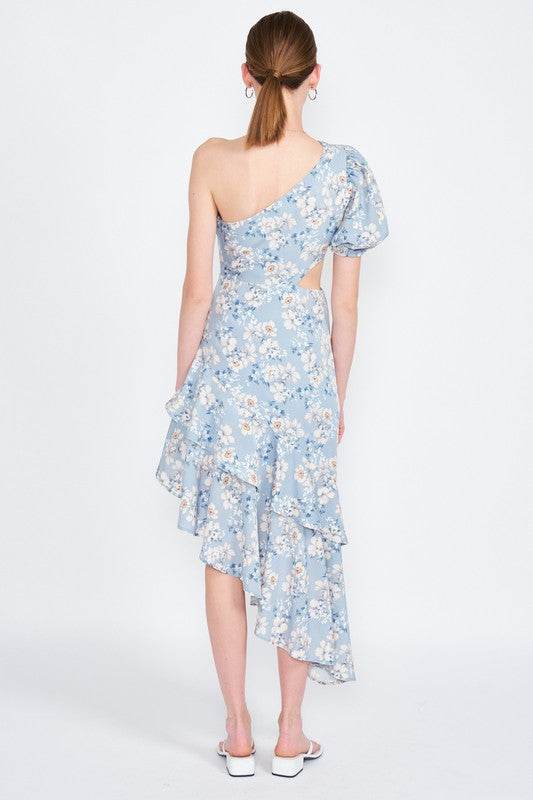 ASYMMETRIC ONE SHOULDER DRESS WITH CUT OUT