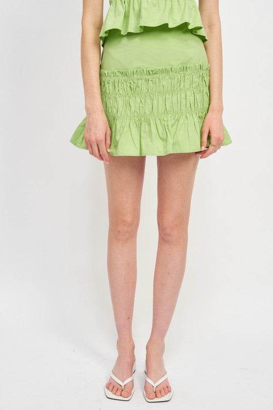 HIGH WAIST GATHERED MINI SKIRT