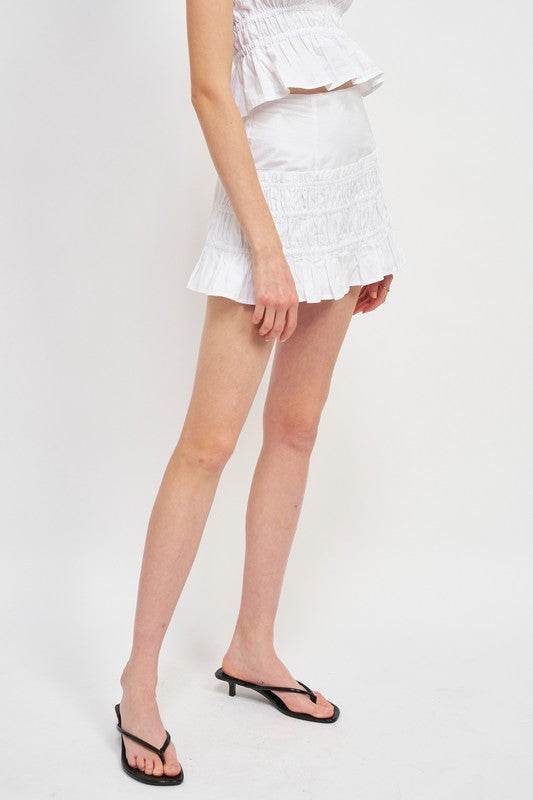 HIGH WAIST GATHERED MINI SKIRT
