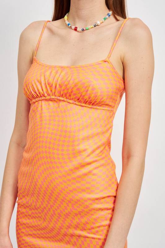 PRINTED SPAGHETTI STRAP MINI DRESS