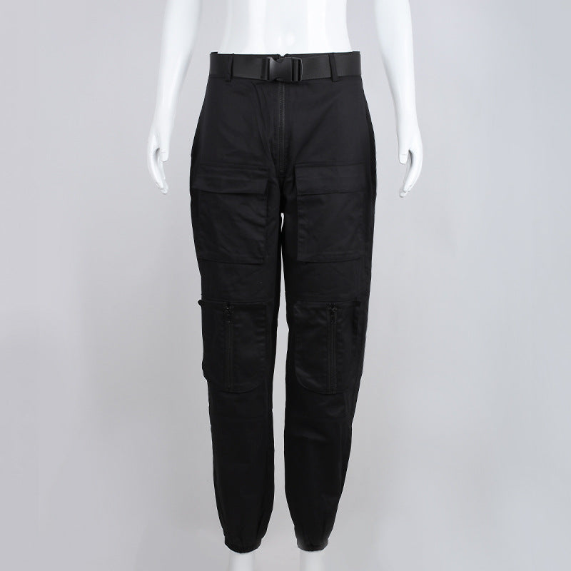 Slim Slimming High Waist Pocket Zipper Casual Ankle Banded Working Pants Women
