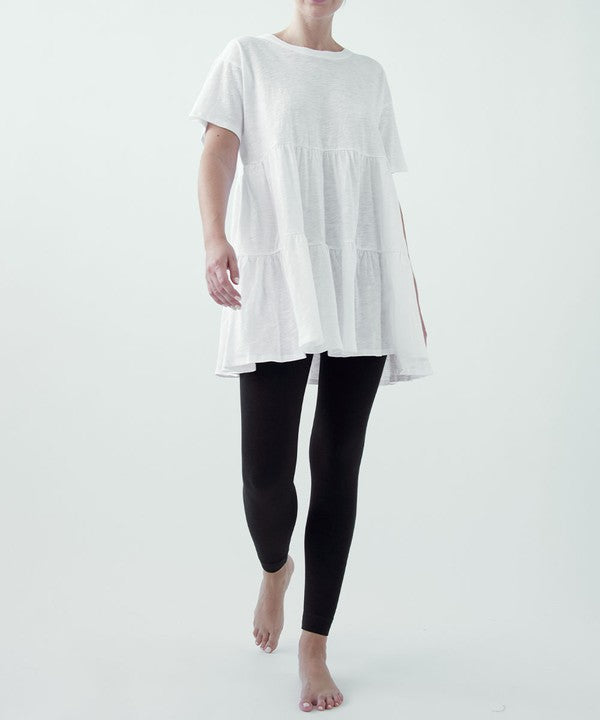COTTON SLUB BABYDOLL SLV TUNIC DRESS