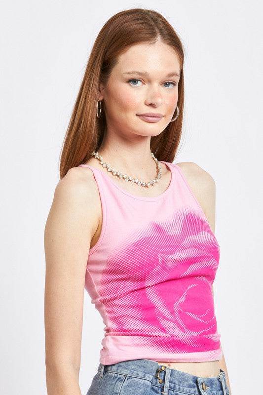 SCREEN PRINT BOAT NECK TANK TOP