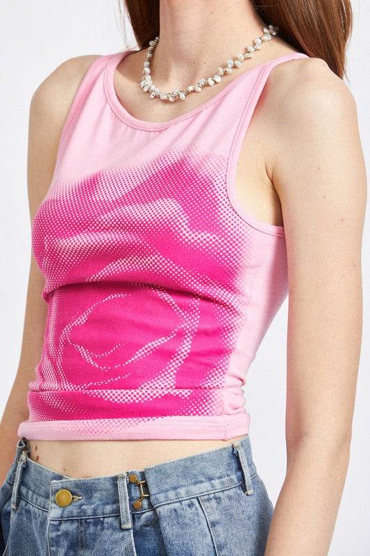 SCREEN PRINT BOAT NECK TANK TOP