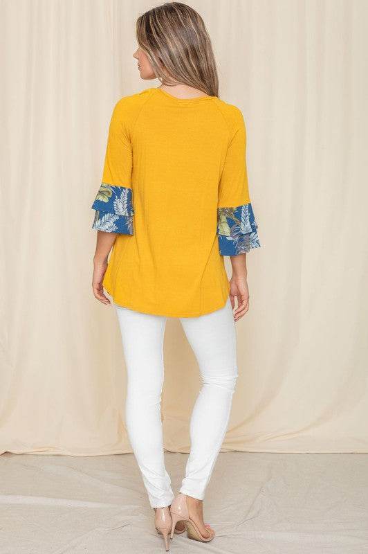 Floral Double Ruffle Tunic