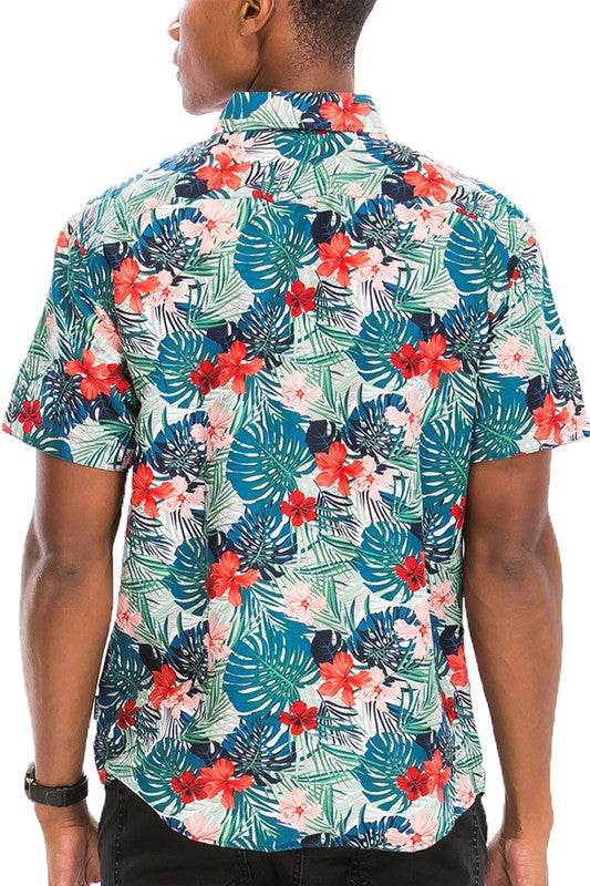 Hawaiian Print Button Down Shirt
