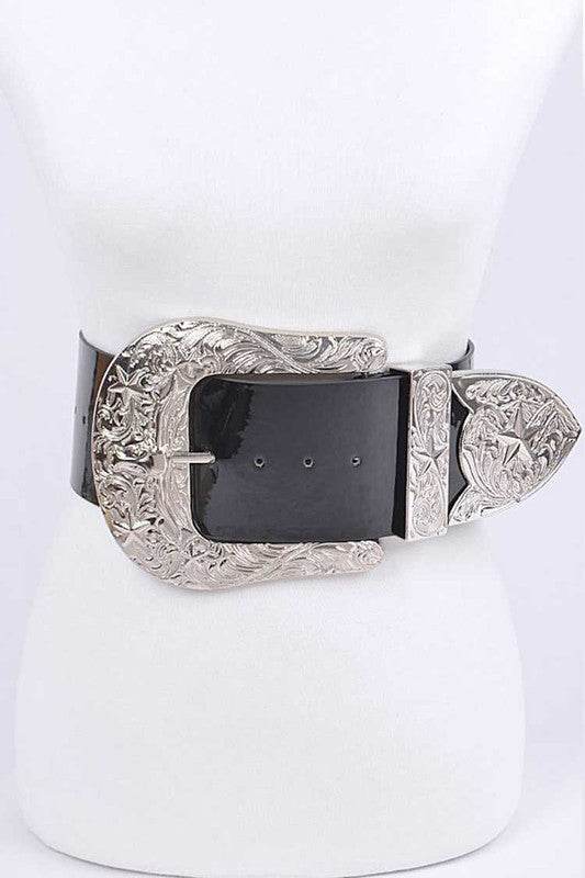 Plus Size Iconic Buckle Statement Patent Belt