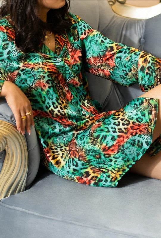 LEOPARD PRINT SLEEP SHIRT