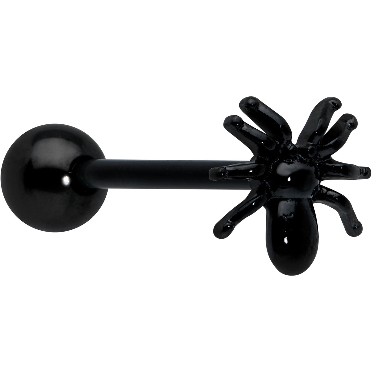 Black Titanium Anodized 3-D Spider Barbell Tongue Ring