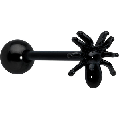 Black Titanium Anodized 3-D Spider Barbell Tongue Ring