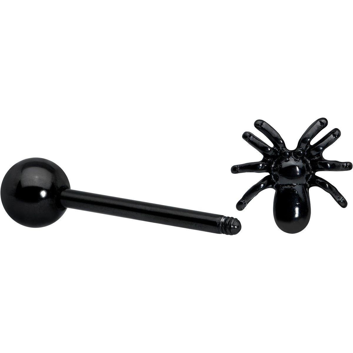 Black Titanium Anodized 3-D Spider Barbell Tongue Ring