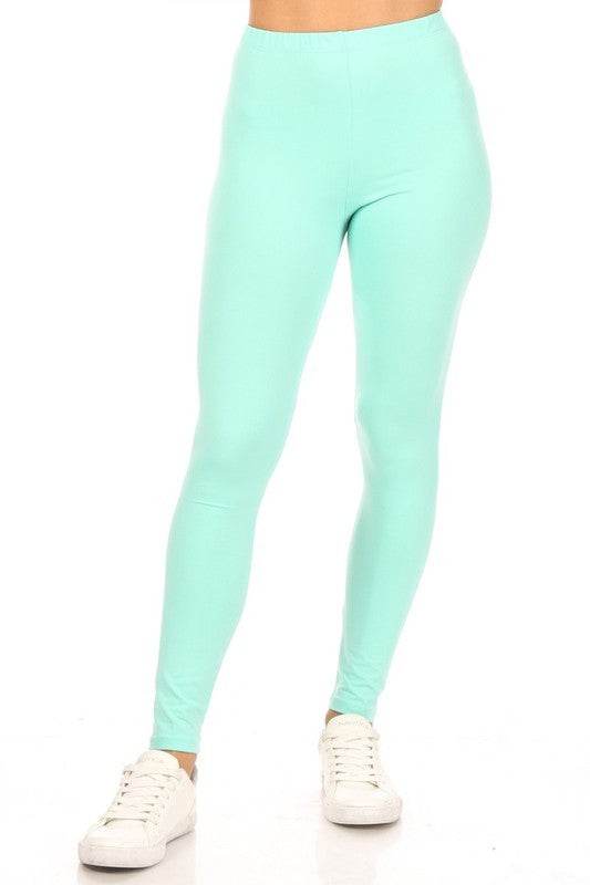 Solid high rise fitted leggings