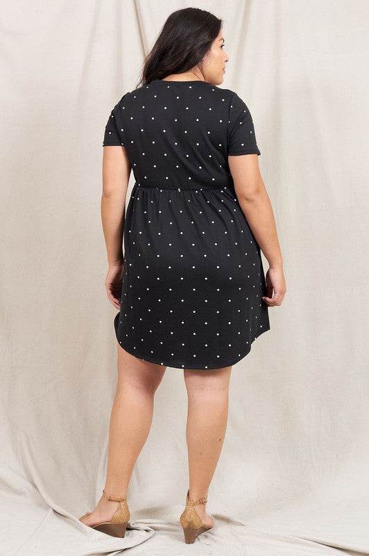 Short Sleeve Polka Dot Mini Dress