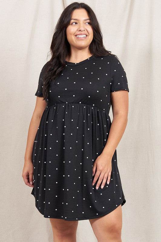 Short Sleeve Polka Dot Mini Dress