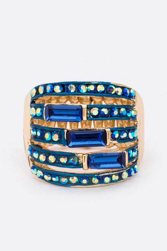 Crystal Baguette Stretch Cocktail Ring
