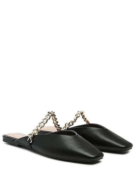CATCH BLING CHAIN STRAP FLAT SHOES