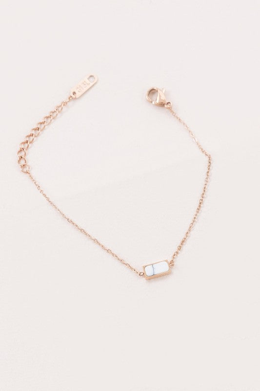 Beaming Bar Stone Bracelet | Rose Gold (14K)