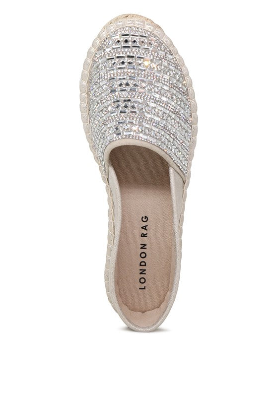RIKKI GOLD EMBELLISHED SLIP-ON FLAT ESPADRILLES