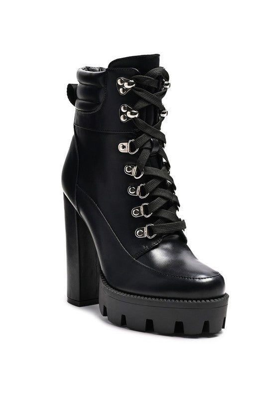 STOPPER HIGH BLOCK HEELED LACE-UP BOOT