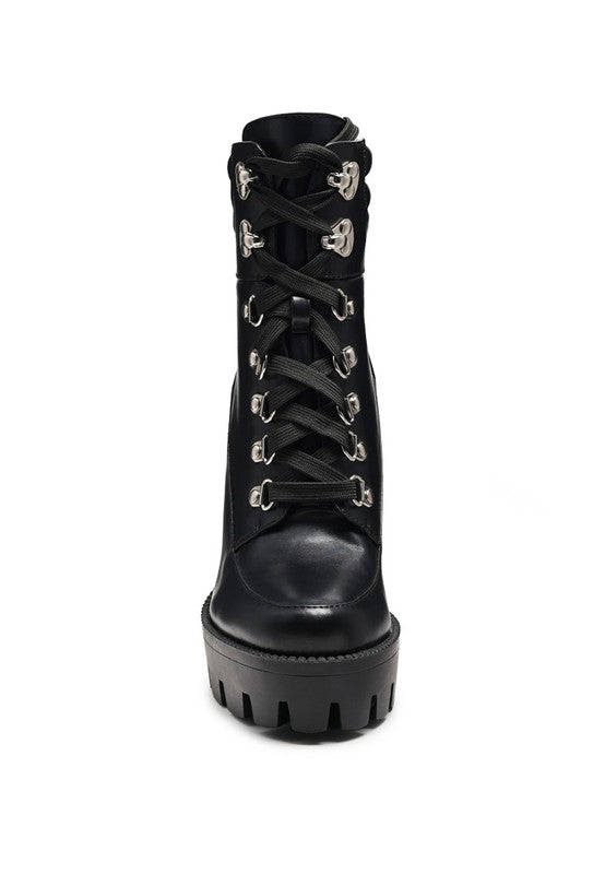 STOPPER HIGH BLOCK HEELED LACE-UP BOOT