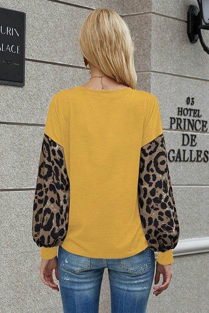 Crew Neck Puff Sleeve Solid Top
