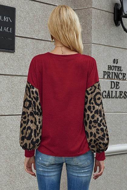 Crew Neck Puff Sleeve Solid Top